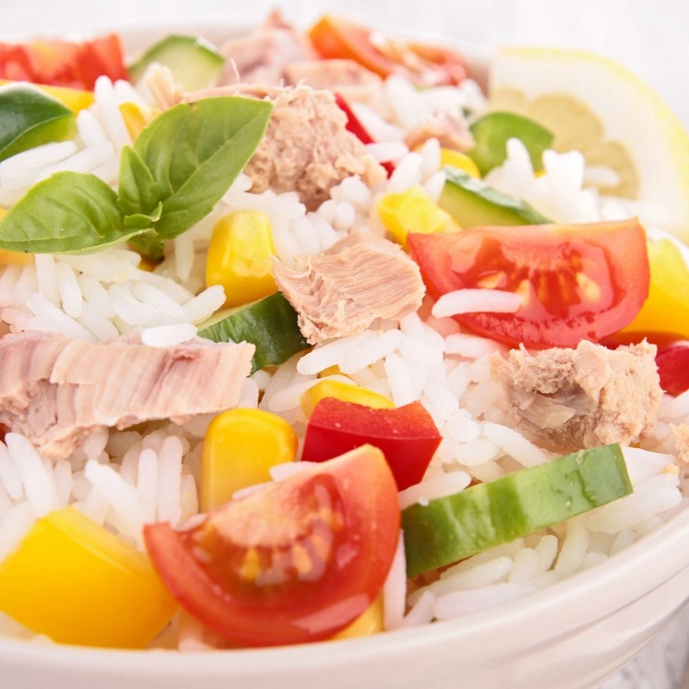 Italian Rice Salad with Tuna Fillets and Fontal