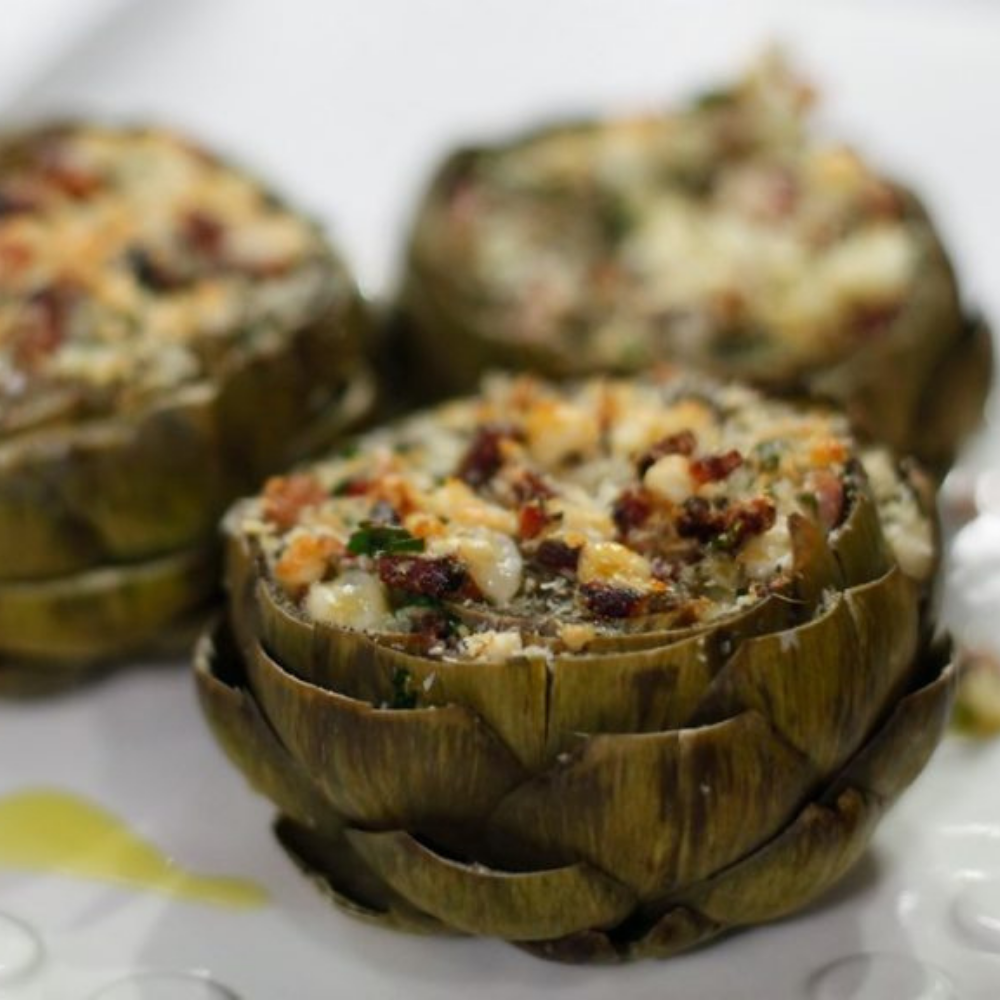 Stuffed Artichokes with Pancetta and Grana Padano