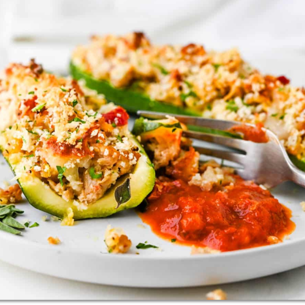 Sausage & Fennel Stuffed Courgettes