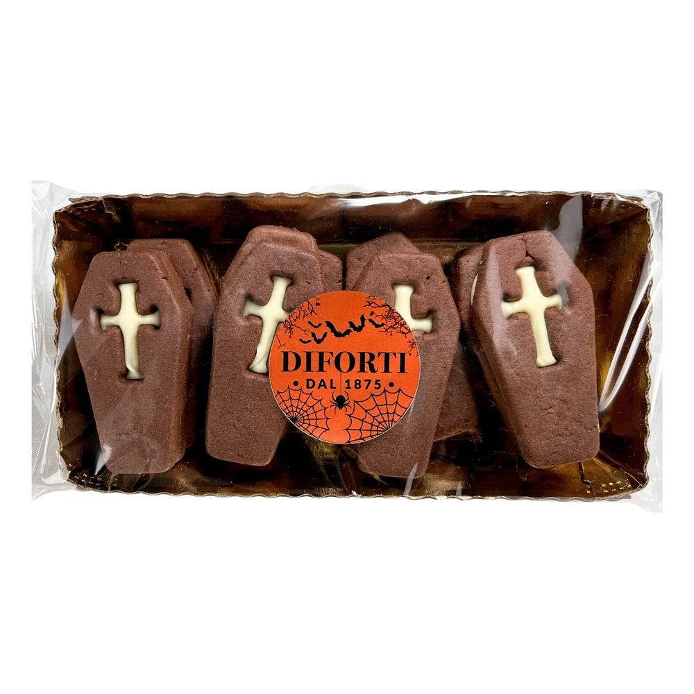 Italian Halloween Dark Coffin Biscuits – White Crème 200g