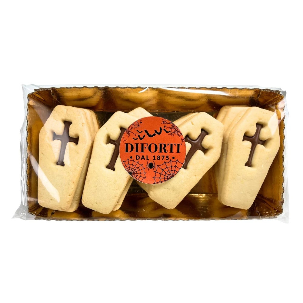 Italian Halloween White Coffin Biscuits – Cocoa & Hazelnut 200g