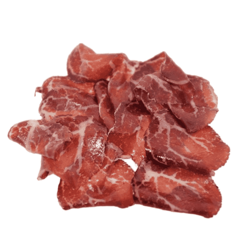 bresaola on a white background