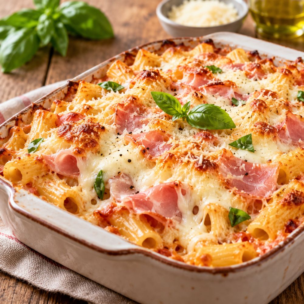 Italian Baked Pasta with Prosciutto Cotto & Mozzarella