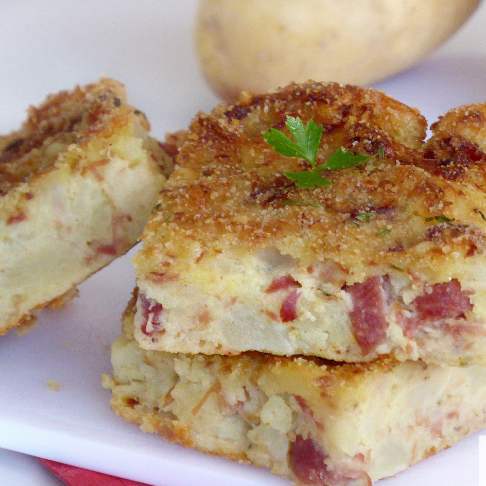 Potato Gattò with Smoked Scamorza and Salame Napoli