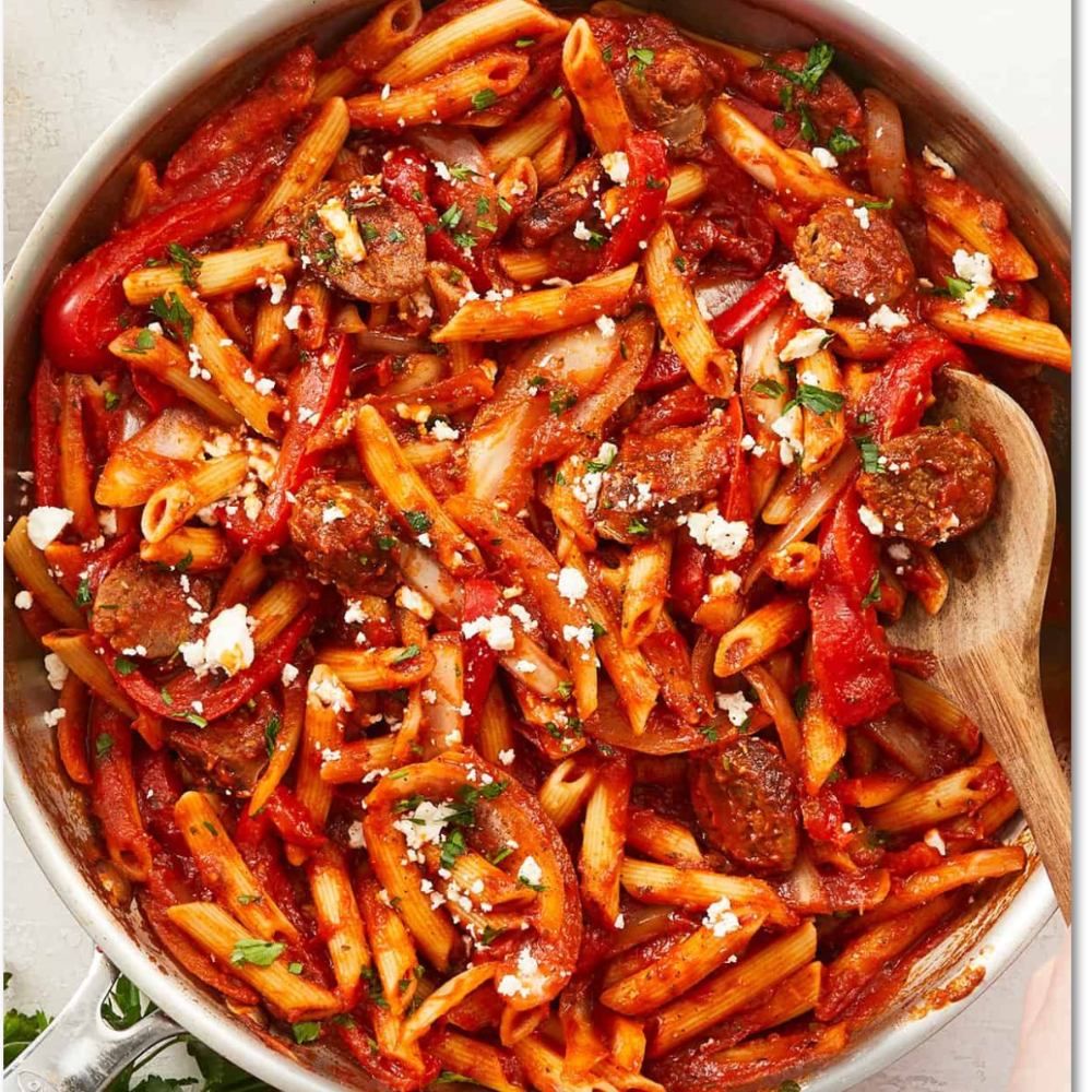 Spicy Sausage & Roasted Pepper Pasta
