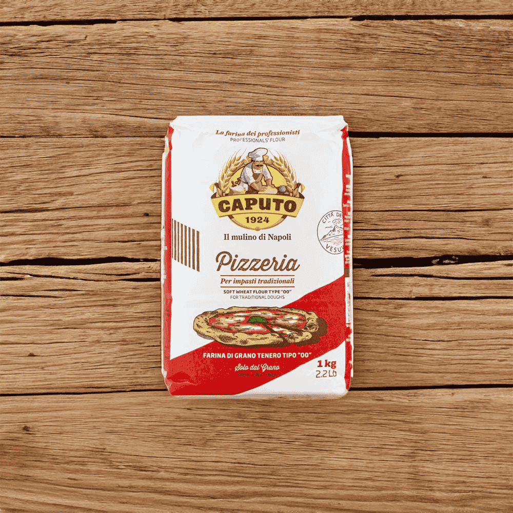Caputo pizza flour package on a wooden surface