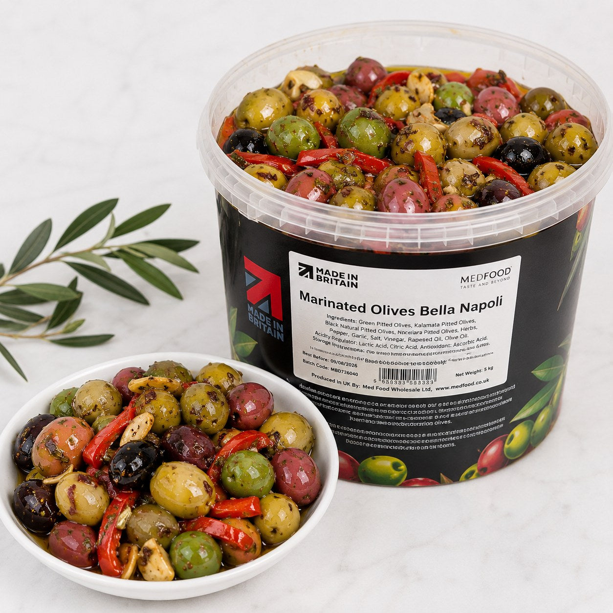Bella Napoli Marinated Mixed Olives – 5kg Short-Dated Tub